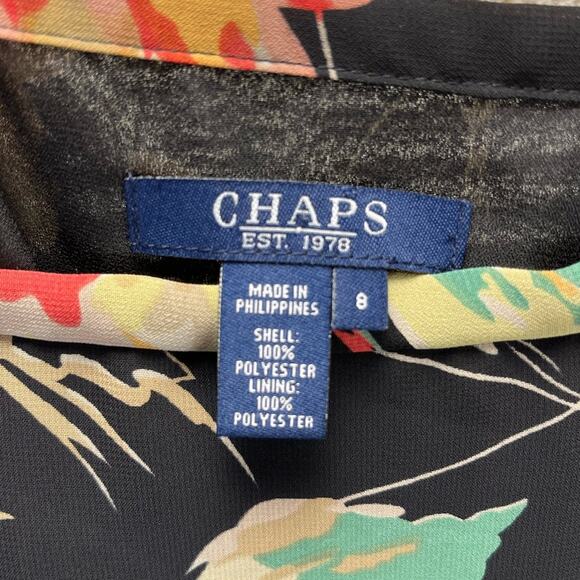 NWT CHAPS Floral Multi Color Chiffon Black A-Line Skirt - Picture 4 of 6